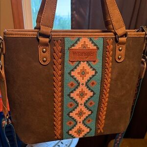 Wrangler Turquoise & Brown Southwestern Tote